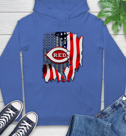 Cincinnati Reds MLB Baseball American Flag Hoodie 9