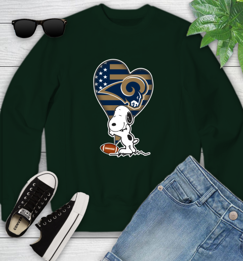 Los Angeles Rams NFL Football The Peanuts Movie Adorable Snoopy Youth Sweatshirt 10