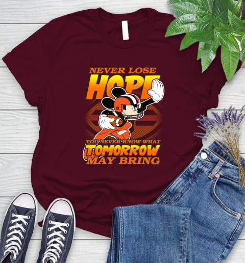 Cleveland Browns NFL Football Mickey Disney Never Lose Hope Women's T-Shirt 7