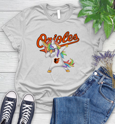 Baltimore Orioles MLB Baseball Funny Unicorn Dabbing Sports Women's T-Shirt