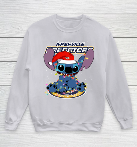 Nashville Predators NHL Hockey noel stitch Christmas Youth Sweatshirt 2
