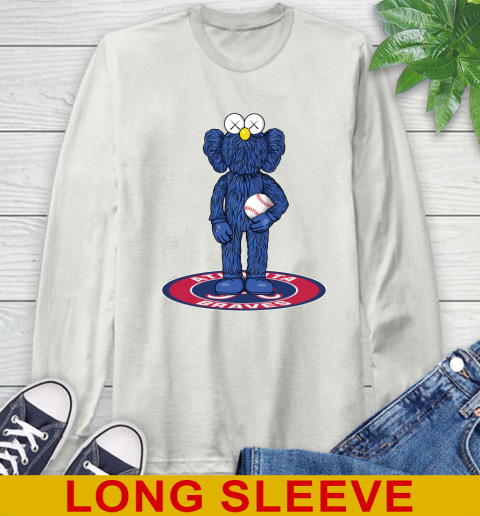 MLB Baseball Atlanta Braves Kaws Bff Blue Figure Shirt Long Sleeve T-Shirt - Image 13