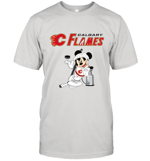 Mickey Calgary Flames With The Stanley Cup Hockey NHL Unisex Jersey Tee