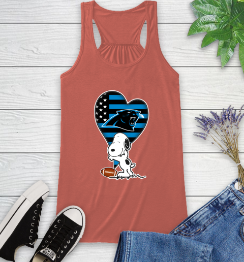 Carolina Panthers NFL Football The Peanuts Movie Adorable Snoopy Racerback Tank 4