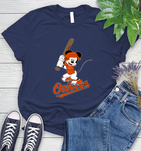 MLB Baseball Baltimore Orioles Cheerful Mickey Mouse Shirt Women's T-Shirt 12