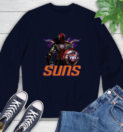 Phoenix Suns NBA Basketball Captain America Thor Spider Man Hawkeye Avengers Sweatshirt 3