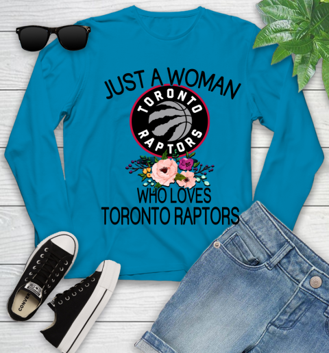 NBA Just A Woman Who Loves Toronto Raptors Basketball Sports Youth Long Sleeve 5