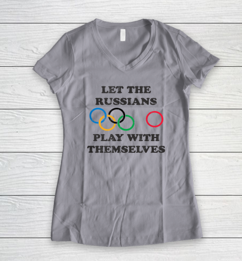 Let The Russians Play With Themselves Women's V-Neck T-Shirt 2