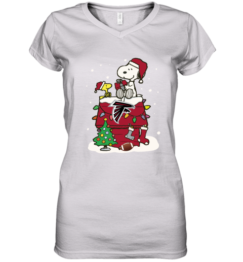 Happy Christmas With Atlanta Falcons Snoopy Women's V-Neck T-Shirt