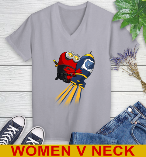 NBA Basketball Memphis Grizzlies Deadpool Minion Marvel Shirt Women's V-Neck T-Shirt 4