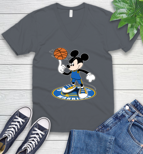 NBA Basketball Golden State Warriors Cheerful Mickey Disney Shirt V-Neck T-Shirt 5