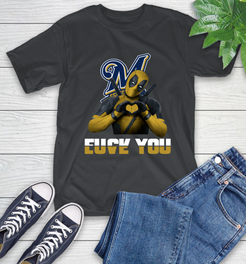 MLB Milwaukee Brewers Deadpool Love You Fuck You Baseball Sports T-Shirt