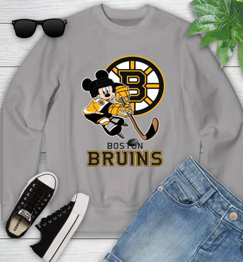 NHL Boston Bruins Mickey Mouse Disney Hockey T Shirt Youth Sweatshirt 4