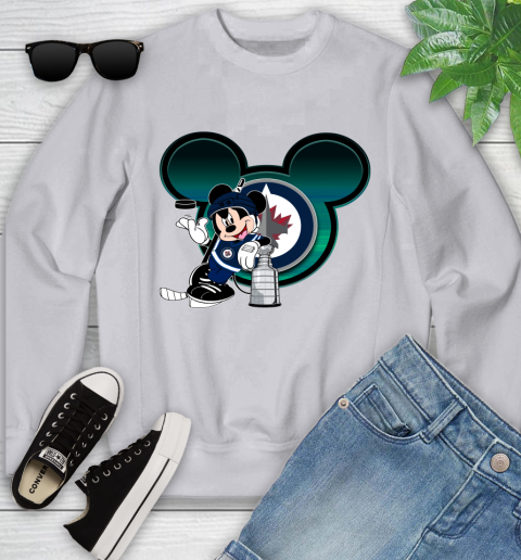 NHL Winnipeg Jets Stanley Cup Mickey Mouse Disney Hockey T Shirt Youth Sweatshirt 4