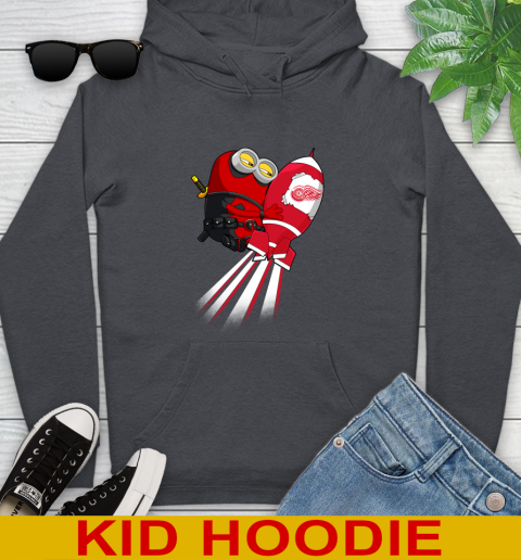 NHL Hockey Detroit Red Wings Deadpool Minion Marvel Shirt Youth Hoodie 9
