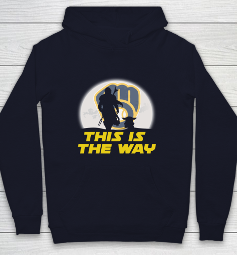 Milwaukee Brewers MLB Baseball Star Wars Yoda And Mandalorian This Is The Way Youth Hoodie 2
