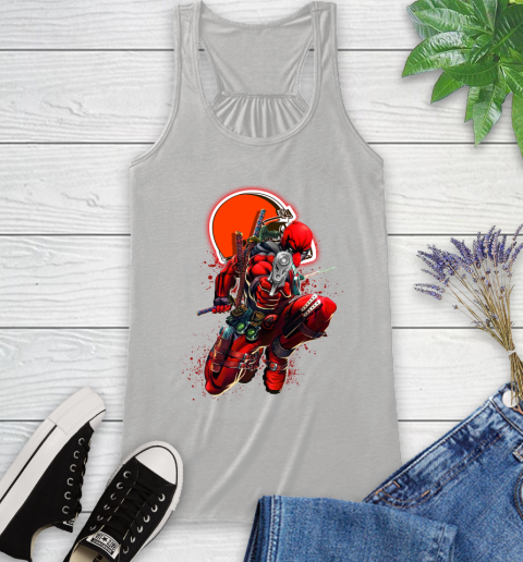 NFL Deadpool Marvel Comics Sports Football Cleveland Browns Racerback Tank