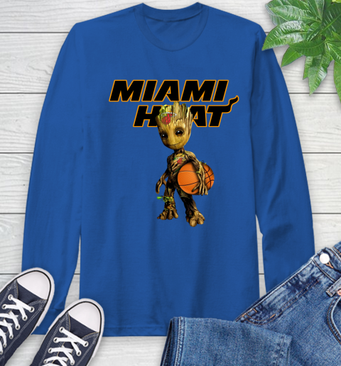 Miami Heat NBA Basketball Groot Marvel Guardians Of The Galaxy Long Sleeve T-Shirt 9