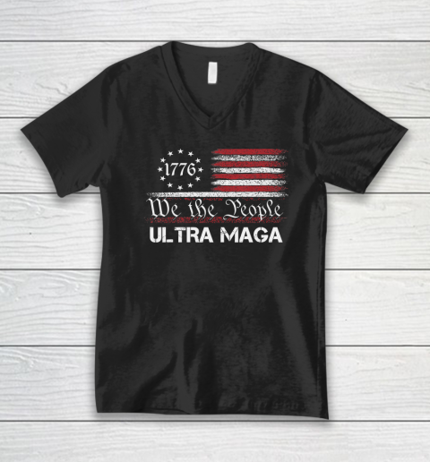 Ultra MAGA  We The People Republican USA Flag Vintage V-Neck T-Shirt