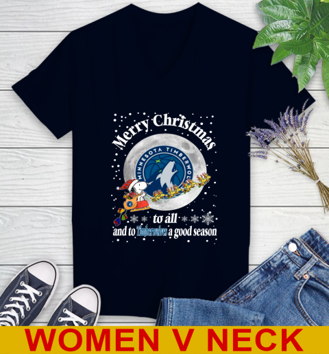 Minnesota Timberwolves Merry Christmas To All And To Timberwolves A Good Season NBA Basketball Sports Women's V-Neck T-Shirt 2