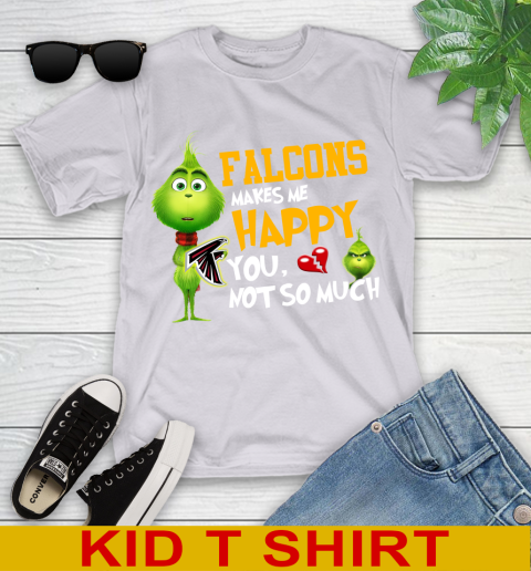NFL Atlanta Falcons Makes Me Happy You Not So Much Grinch Football Sports Youth T-Shirt 4