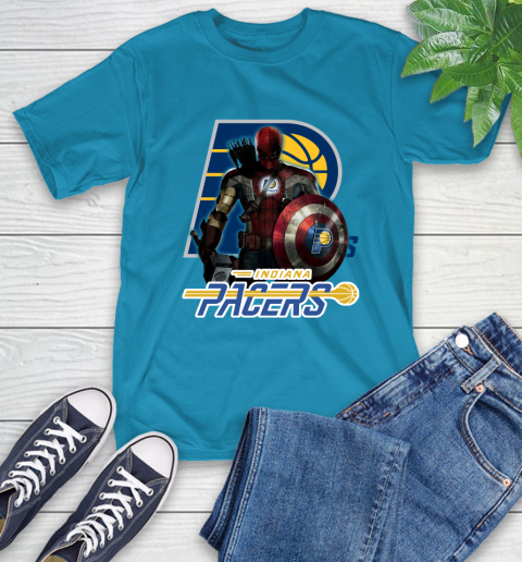 Indiana Pacers NBA Basketball Captain America Thor Spider Man Hawkeye Avengers T-Shirt 8