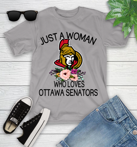 NHL Just A Woman Who Loves Ottawa Senators Hockey Sports Youth T-Shirt 2