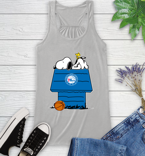 Philadelphia 76ers NBA Basketball Snoopy Woodstock The Peanuts Movie Racerback Tank