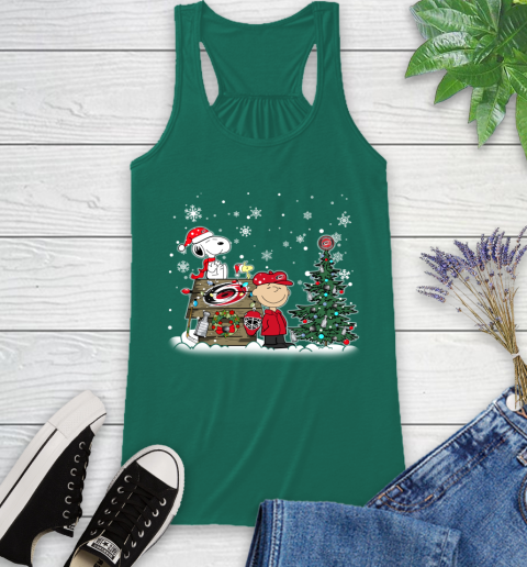 NHL Carolina Hurricanes Snoopy Charlie Brown Woodstock Christmas Stanley Cup Hockey Racerback Tank 6
