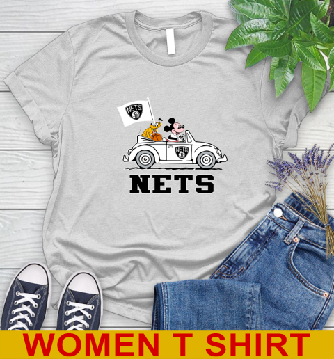 NBA Basketball Brooklyn Nets Pluto Mickey Driving Disney Shirt Women's T-Shirt