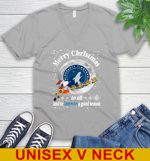 Minnesota Timberwolves Merry Christmas To All And To Timberwolves A Good Season NBA Basketball Sports V-Neck T-Shirt 3