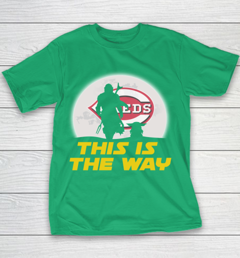 Cincinnati Reds MLB Baseball Star Wars Yoda And Mandalorian This Is The Way Youth T-Shirt 3