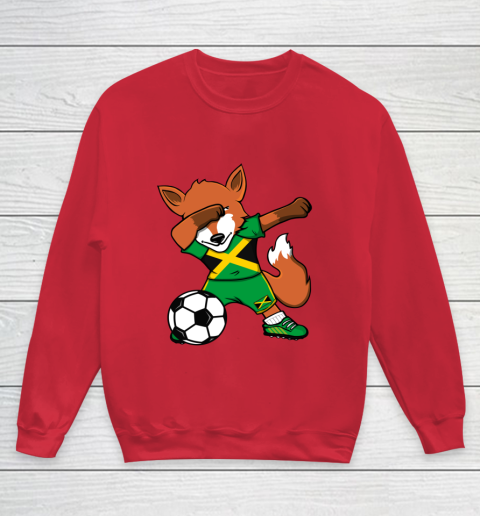 Dabbing Fox Jamaica Soccer Fans Jersey Jamaican Football Fan Youth Sweatshirt 9