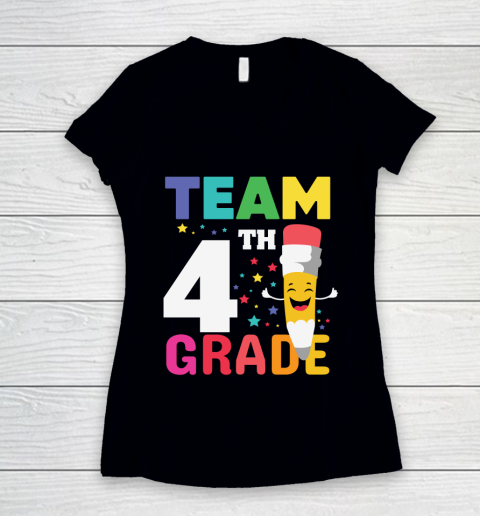 Back To School Shirt Team 4th grade Women's V-Neck T-Shirt