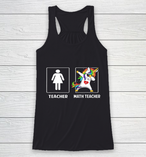 Math Teacher Unicorn Dabbing Funny T Shirt Gifts Dab Dabs Racerback Tank