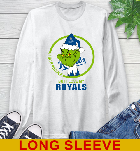 Kansas City Royals MLB Christmas Grinch I Hate People But I Love My Favorite Baseball Team Long Sleeve T-Shirt