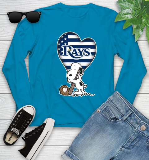 Tampa Bay Rays MLB Baseball The Peanuts Movie Adorable Snoopy Youth Long Sleeve 7