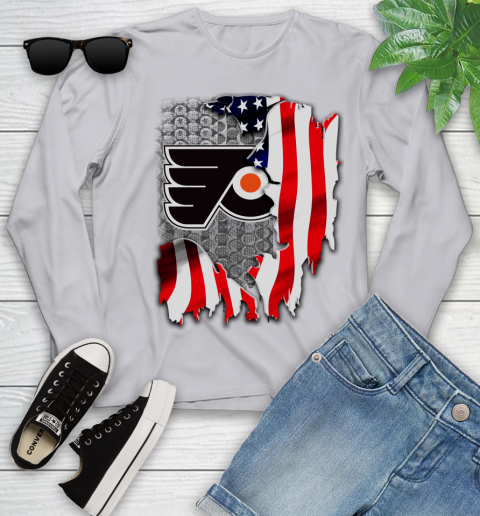 Philadelphia Flyers NHL Hockey American Flag Youth Long Sleeve 6 Philadelphia Flyers NHL Hockey American Flag Youth Long Sleeve - Image 6