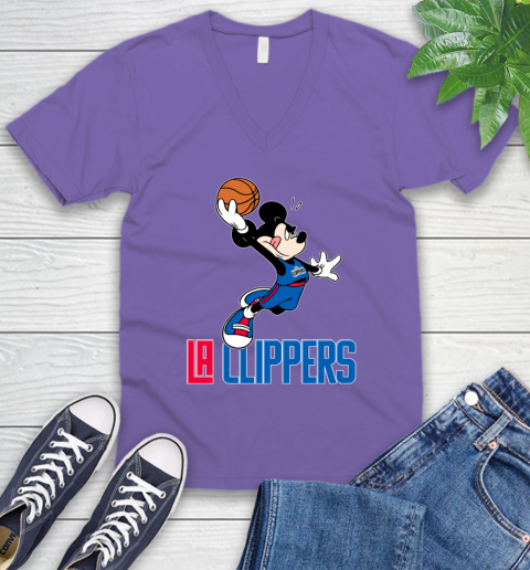 NBA Basketball LA Clippers Cheerful Mickey Mouse Shirt V-Neck T-Shirt 9