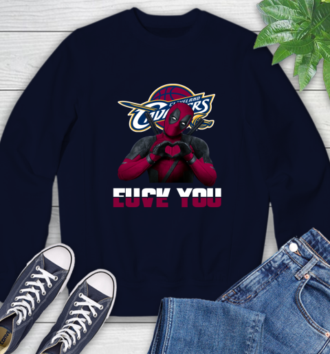 NBA Cleveland Cavaliers Deadpool Love You Fuck You Basketball Sports Sweatshirt 2