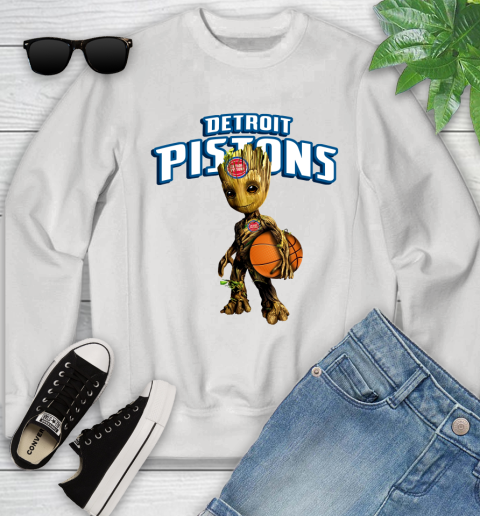 Detroit Pistons NBA Basketball Groot Marvel Guardians Of The Galaxy Youth Sweatshirt