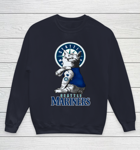 MLB Baseball My Cat Loves Seattle Mariners Youth Sweatshirt 2