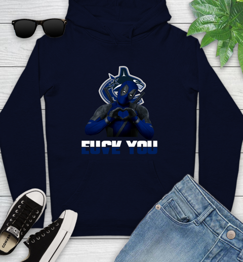NHL Vancouver Canucks Deadpool Love You Fuck You Hockey Sports Youth Hoodie 3