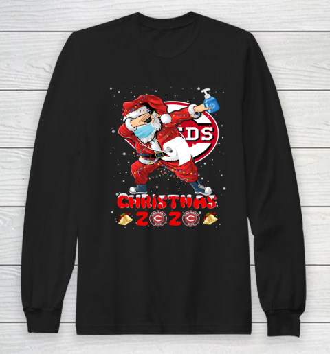 Cincinnati Reds Funny Santa Claus Dabbing Christmas 2020 MLB Long Sleeve T-Shirt