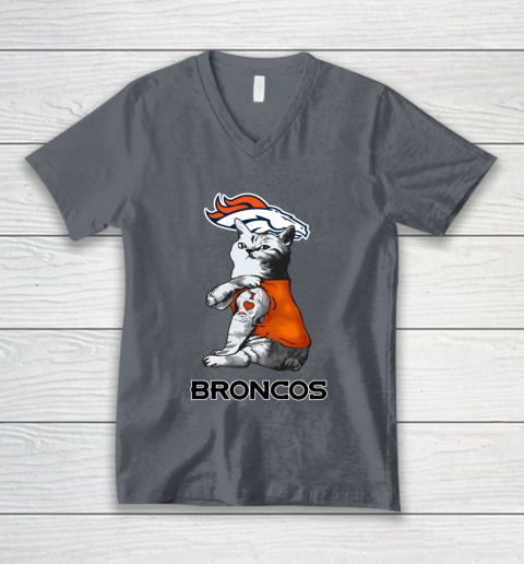 NFL Football My Cat Loves Denver Broncos V-Neck T-Shirt 4