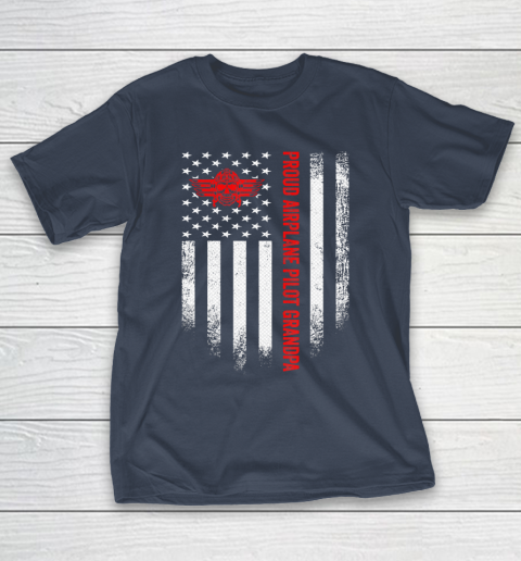 GrandFather gift shirt Vintage USA American Flag Proud Airplane Pilot Grandpa Funny T Shirt T-Shirt 13