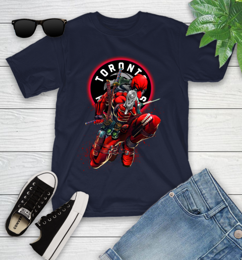 NBA Deadpool Marvel Comics Sports Basketball Toronto Raptors Youth T-Shirt 3