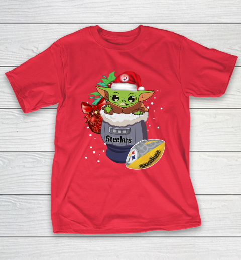 Pittsburgh Steelers Christmas Baby Yoda Star Wars Funny Happy NFL T-Shirt 10