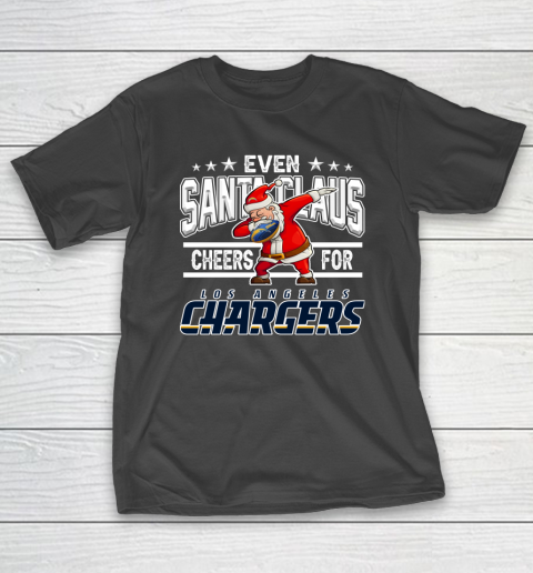 Los Angeles Chargers Even Santa Claus Cheers For Christmas NFL T-Shirt
