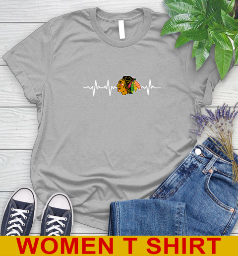 Chicago Blackhawks NHL Hockey Heart Beat Shirt Women's T-Shirt 5